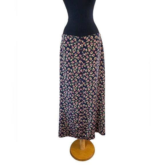 Vintage Pink and Blue Maxi Skirt A-Line Cocktail - Picture 2 of 11